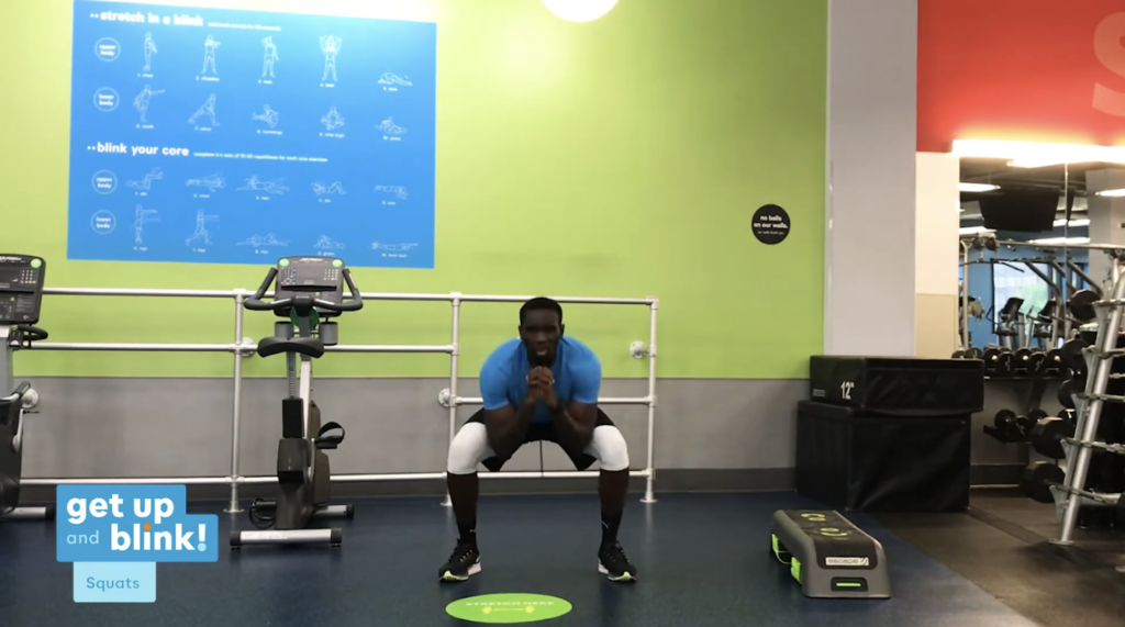 Blink trainer doing squat