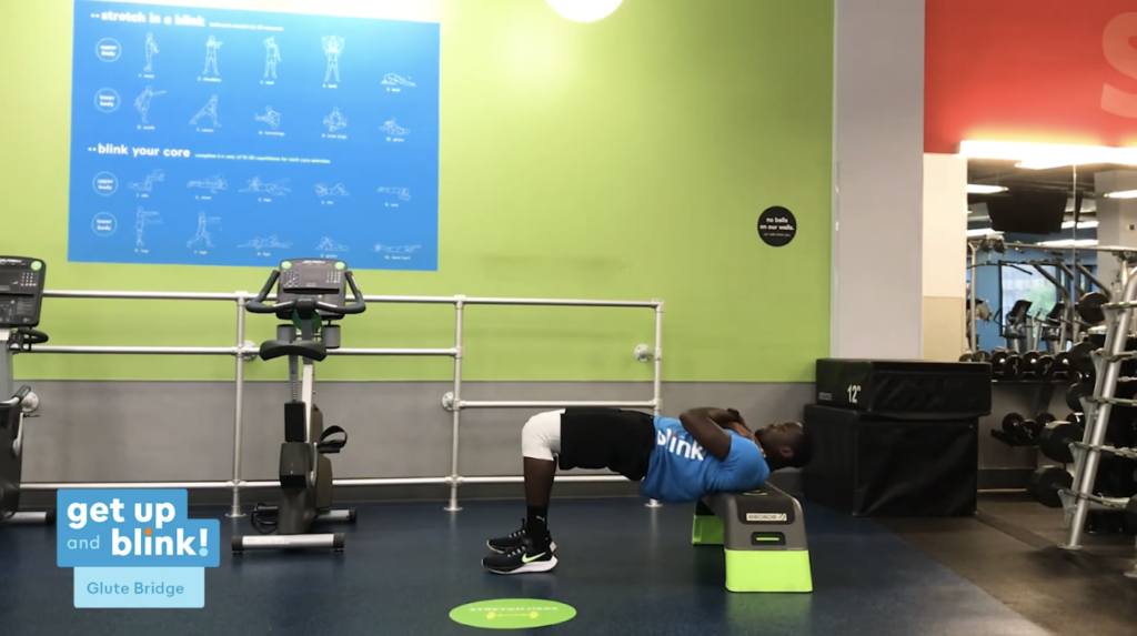 Blink trainer doing glute bridge