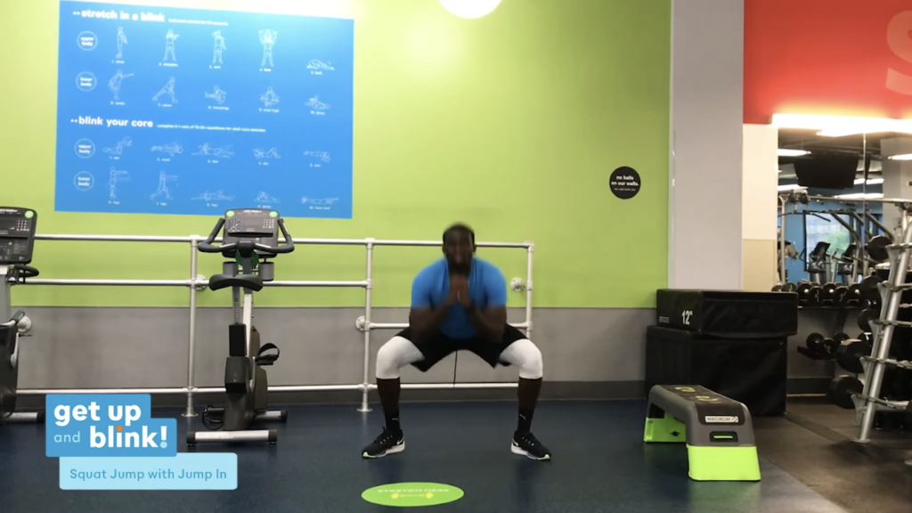 Blink trainer doing squat jumps