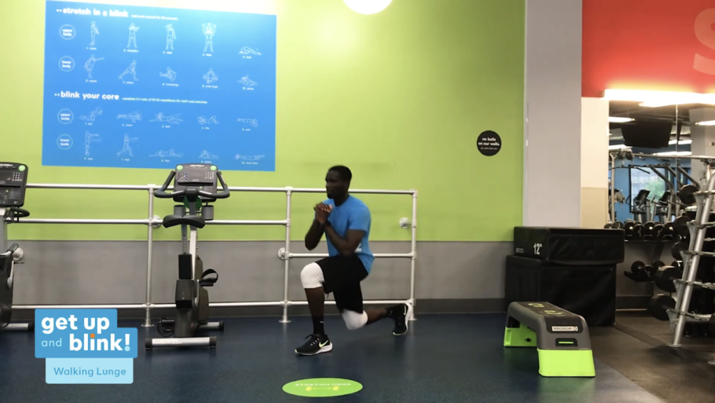 Blink trainer doing walking lunges