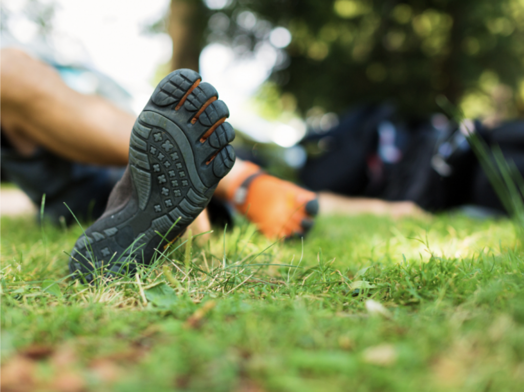 Toe shoes in the grass